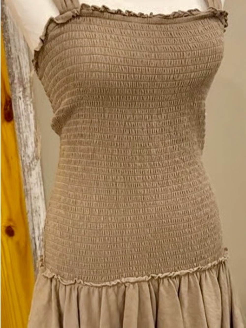 American Eagle Outfitters Tan Smocked Sundress XL